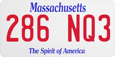 MA license plate 286NQ3