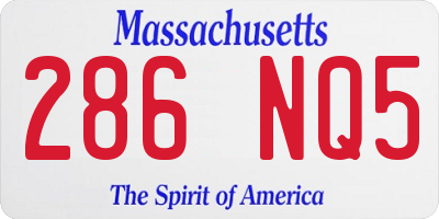 MA license plate 286NQ5