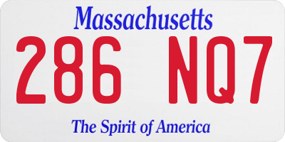 MA license plate 286NQ7