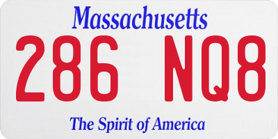 MA license plate 286NQ8