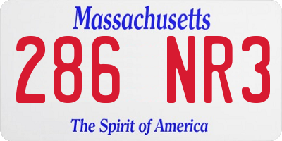 MA license plate 286NR3
