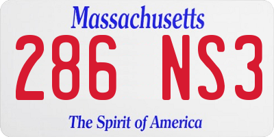 MA license plate 286NS3