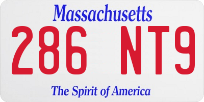 MA license plate 286NT9