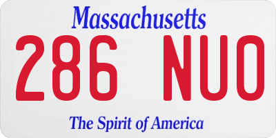 MA license plate 286NU0