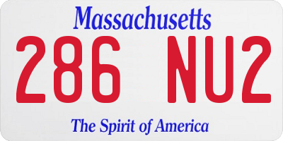 MA license plate 286NU2