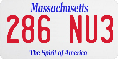MA license plate 286NU3