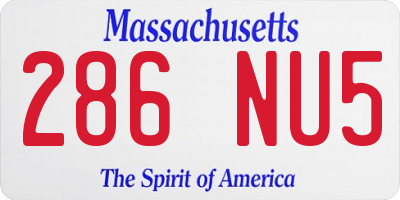 MA license plate 286NU5