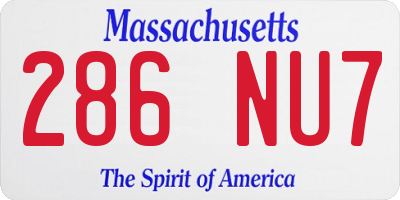 MA license plate 286NU7