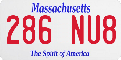 MA license plate 286NU8