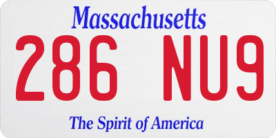 MA license plate 286NU9