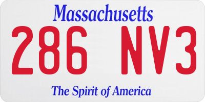 MA license plate 286NV3