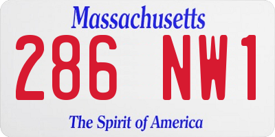 MA license plate 286NW1