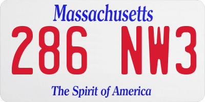 MA license plate 286NW3