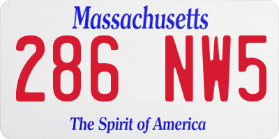 MA license plate 286NW5