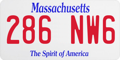 MA license plate 286NW6