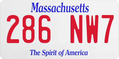 MA license plate 286NW7