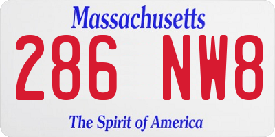 MA license plate 286NW8