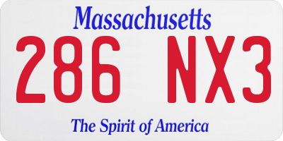 MA license plate 286NX3