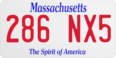 MA license plate 286NX5