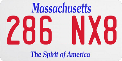 MA license plate 286NX8