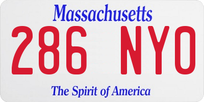 MA license plate 286NY0