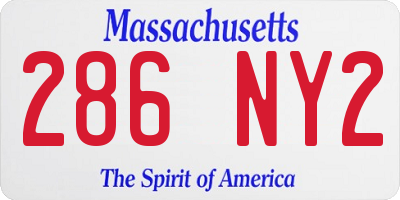 MA license plate 286NY2