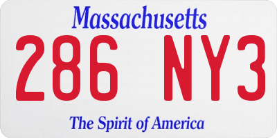 MA license plate 286NY3
