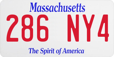 MA license plate 286NY4