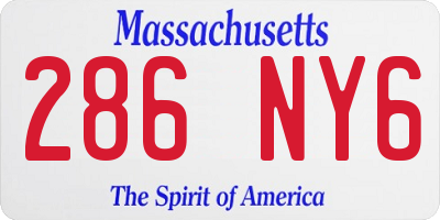 MA license plate 286NY6