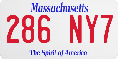 MA license plate 286NY7