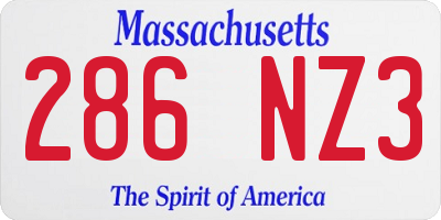 MA license plate 286NZ3