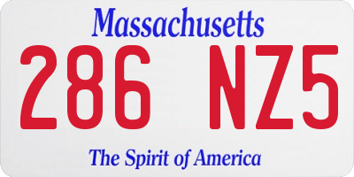 MA license plate 286NZ5