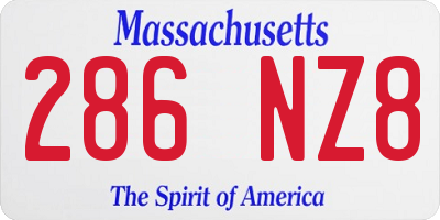 MA license plate 286NZ8