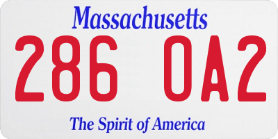 MA license plate 286OA2