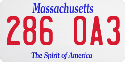 MA license plate 286OA3