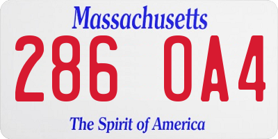 MA license plate 286OA4