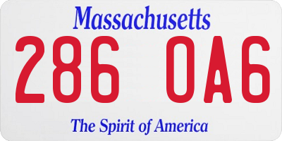MA license plate 286OA6