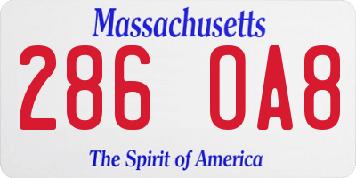 MA license plate 286OA8