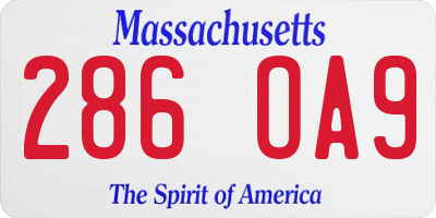 MA license plate 286OA9