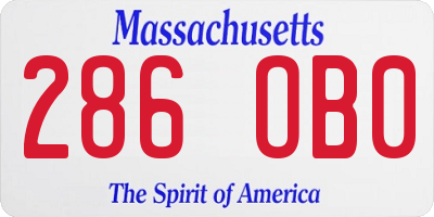 MA license plate 286OB0