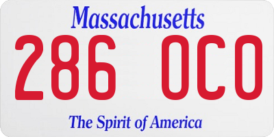 MA license plate 286OC0