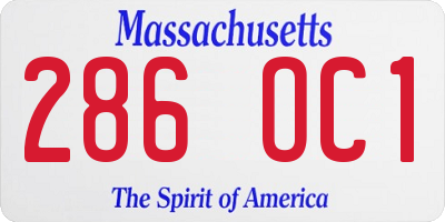 MA license plate 286OC1