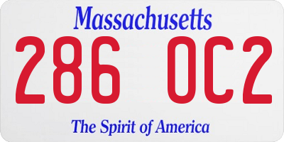 MA license plate 286OC2