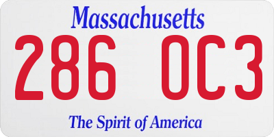 MA license plate 286OC3