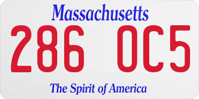 MA license plate 286OC5