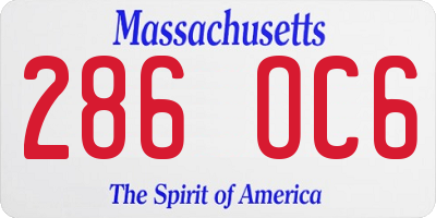 MA license plate 286OC6