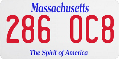 MA license plate 286OC8