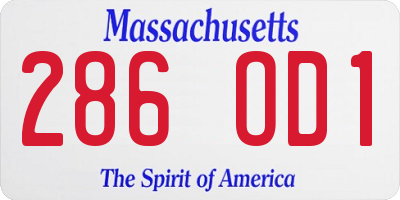 MA license plate 286OD1