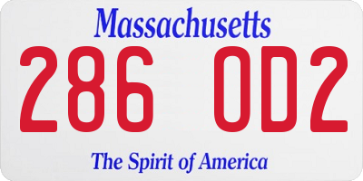 MA license plate 286OD2