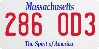 MA license plate 286OD3